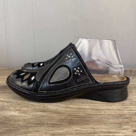 Naot Slip-On Black Leather Embroidered Clogs Slip On Mule Sz 36 - US 5 - Picture 4 of 8
